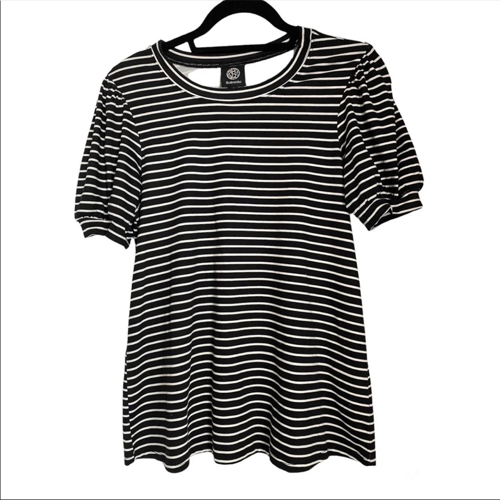 Bobeau Striped Puff Sleeved Top S